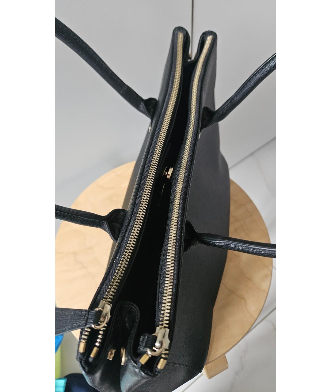 FURLA Черная кожаная сумка тоут, фото 6