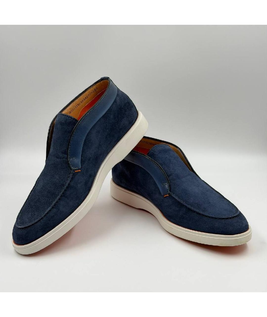 SANTONI Темно-синие замшевые лоферы, фото 4