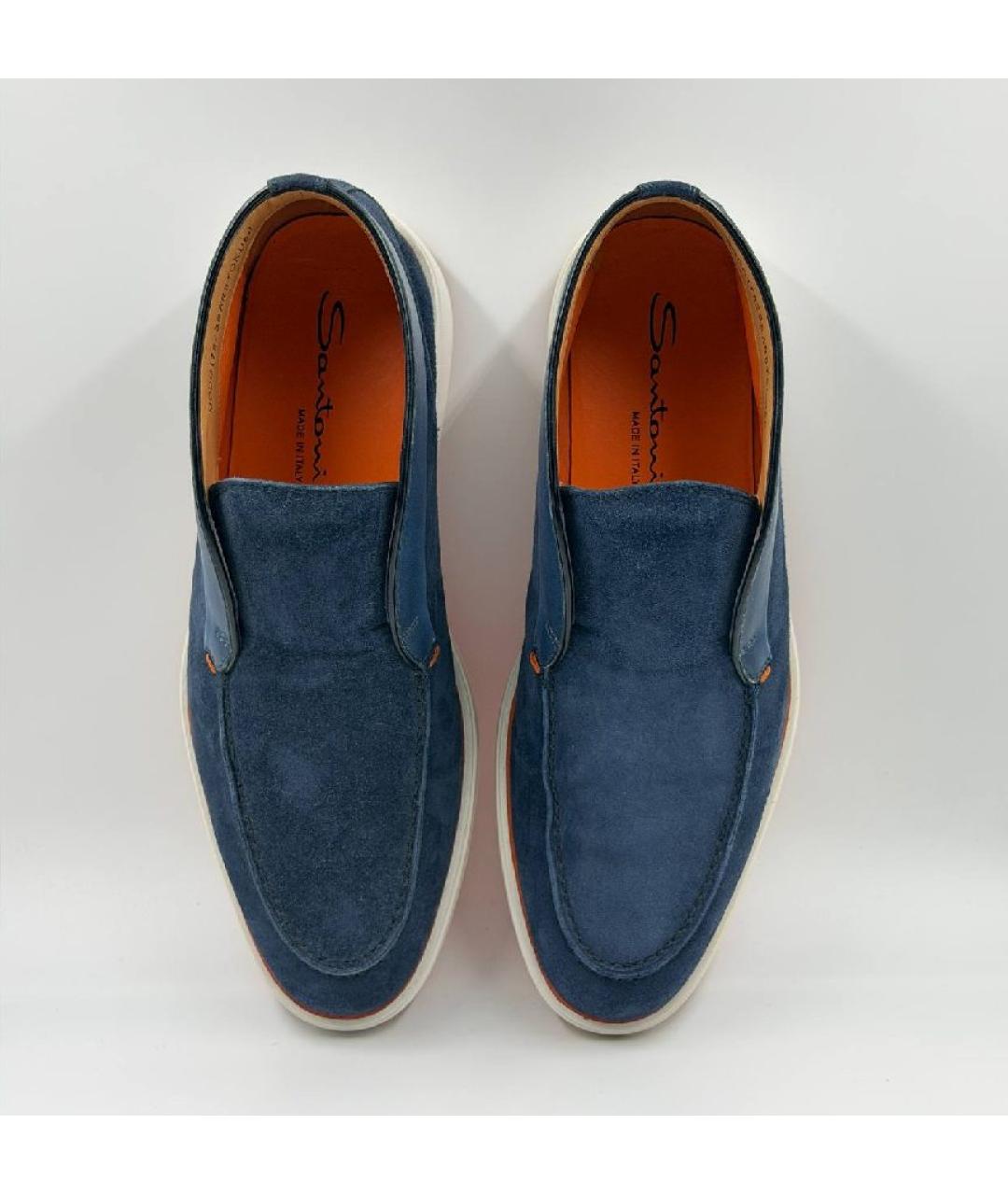 SANTONI Темно-синие замшевые лоферы, фото 2