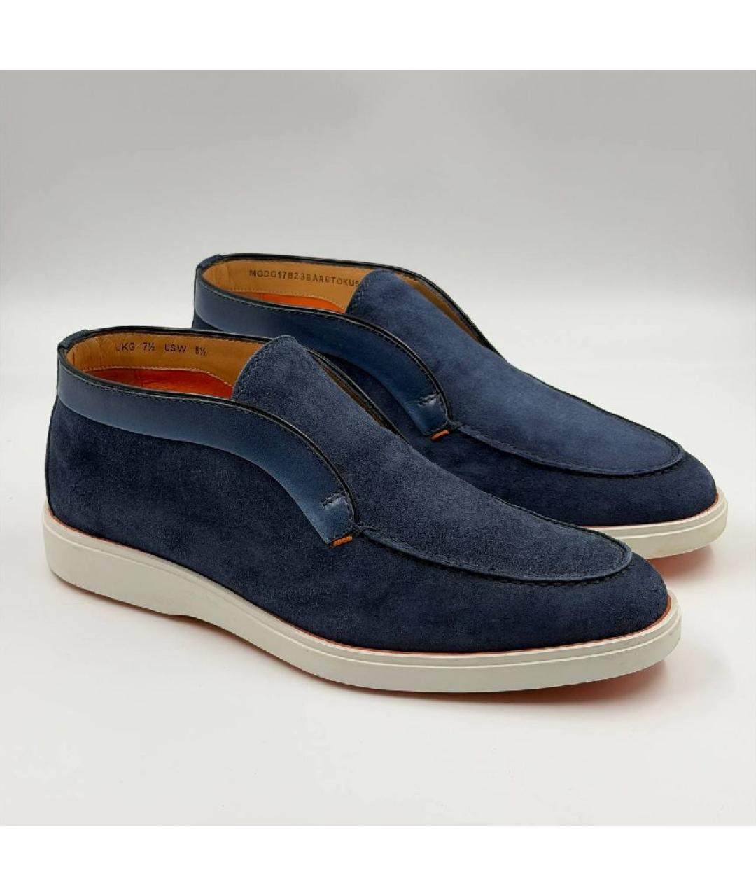 SANTONI Темно-синие замшевые лоферы, фото 3