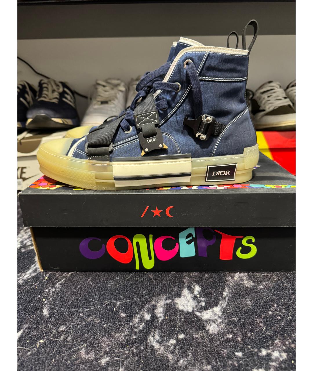 CHRISTIAN DIOR Темно-синие высокие кроссовки / кеды, фото 8