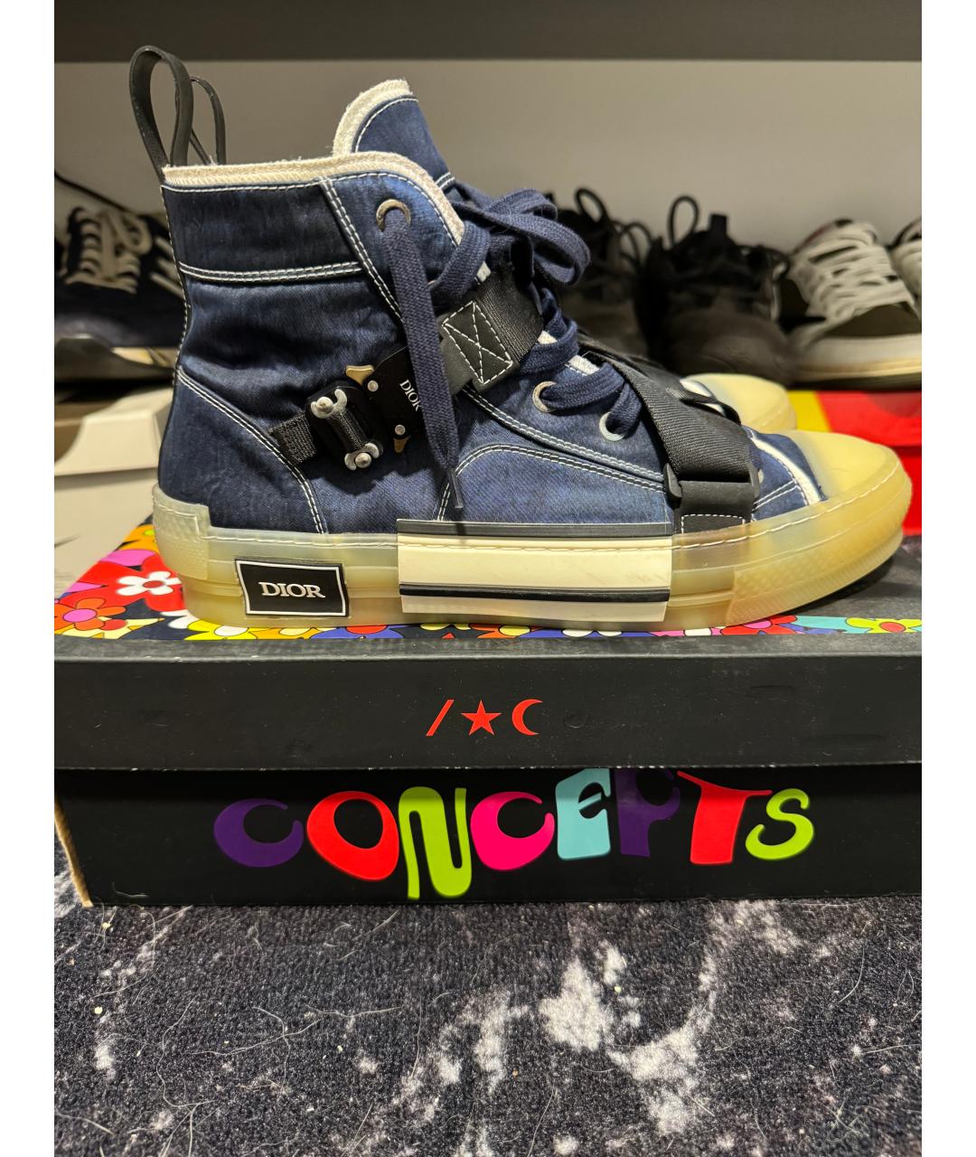 CHRISTIAN DIOR Темно-синие высокие кроссовки / кеды, фото 3