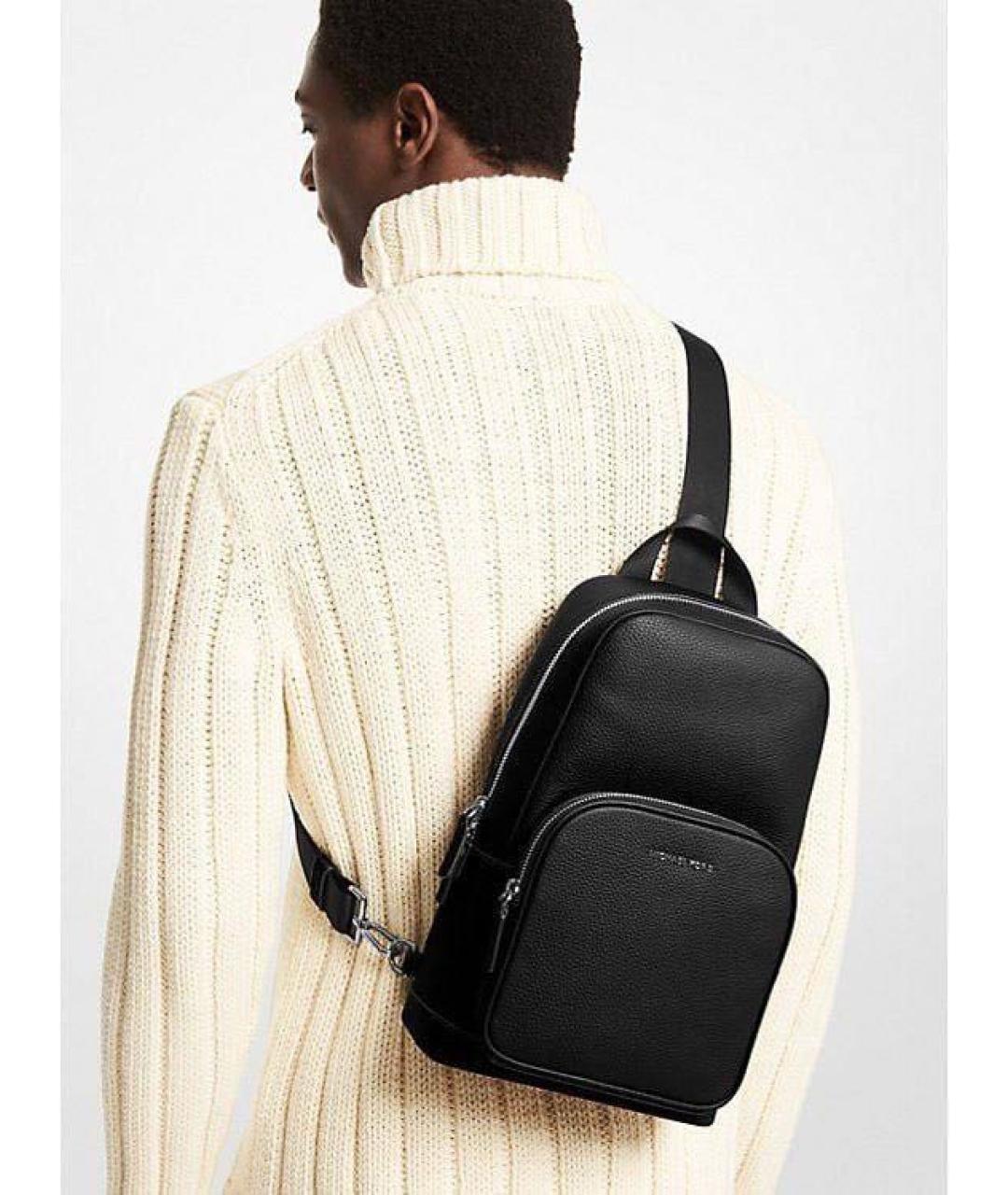 MICHAEL KORS Черная кожаная сумка на плечо, фото 2