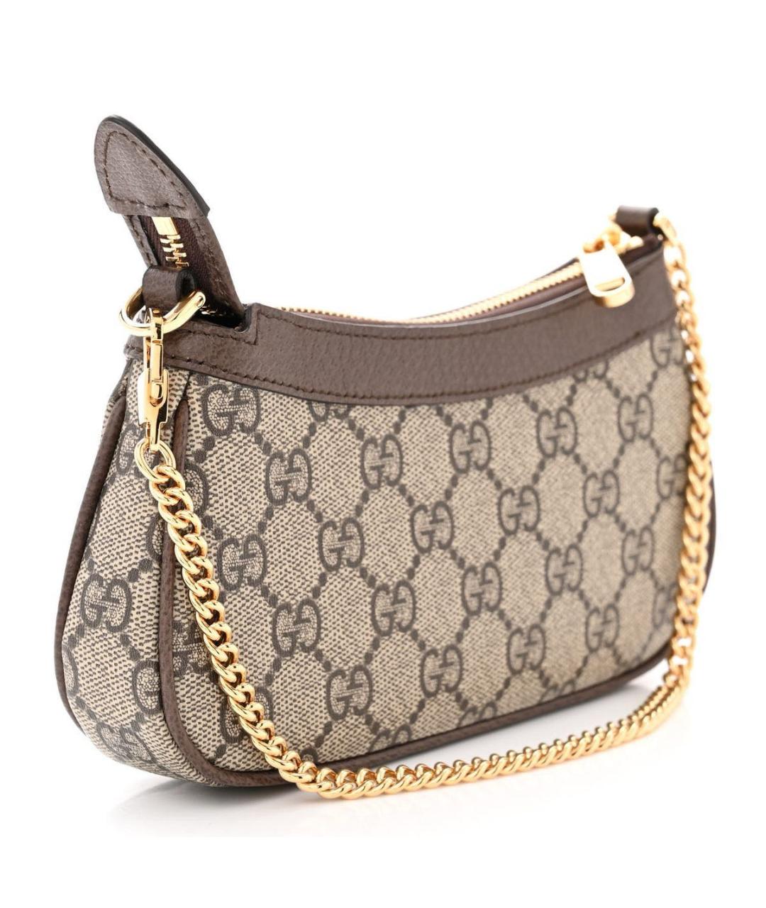 GUCCI Бежевая кожаная сумка с короткими ручками, фото 2