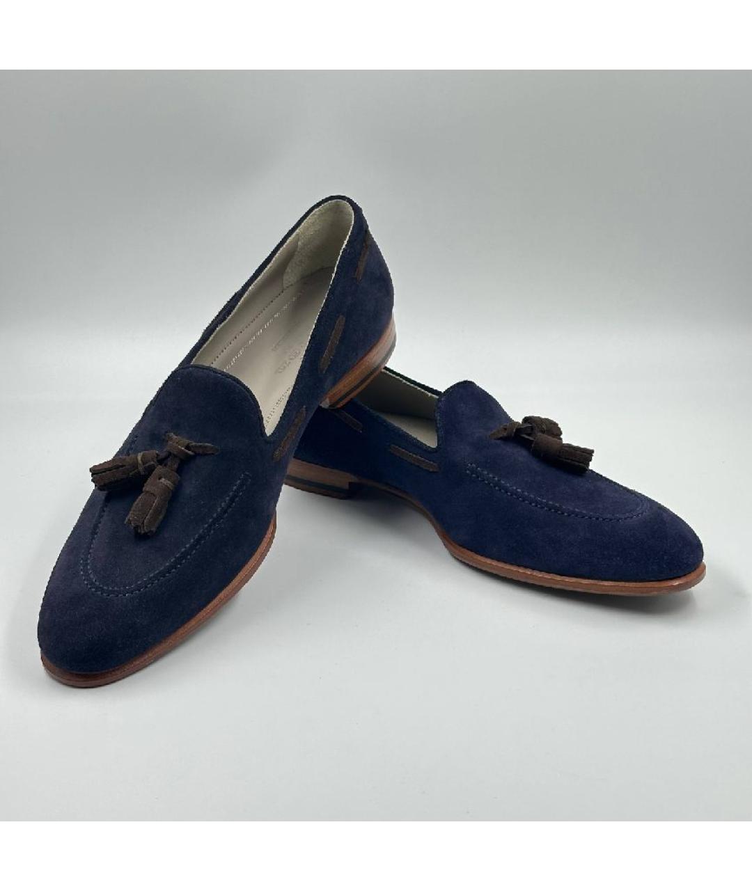 KITON Синие замшевые лоферы, фото 4