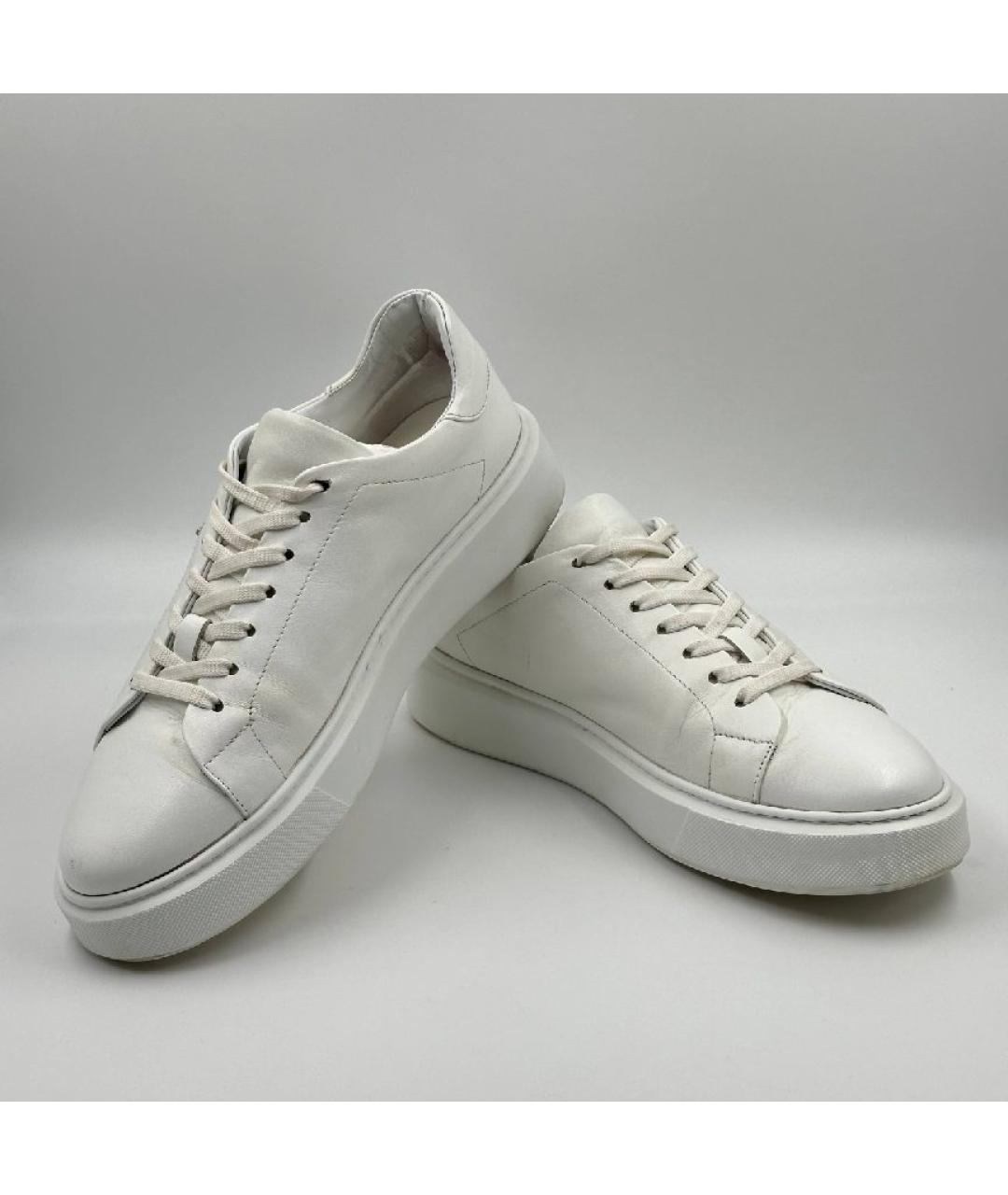 PHILIPP PLEIN Белые кожаные низкие кроссовки / кеды, фото 4