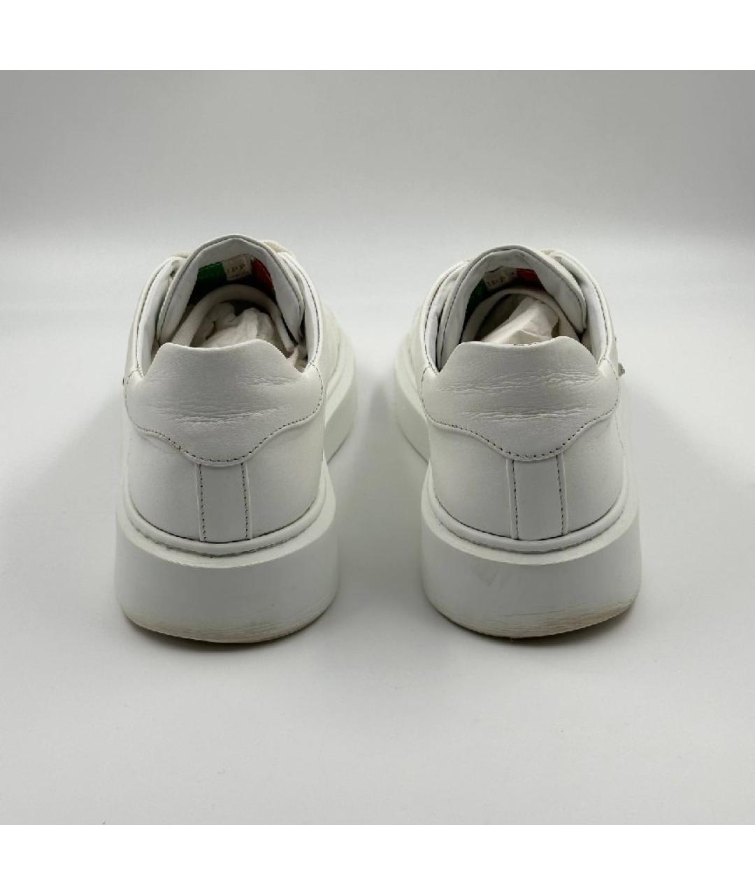 PHILIPP PLEIN Белые кожаные низкие кроссовки / кеды, фото 5