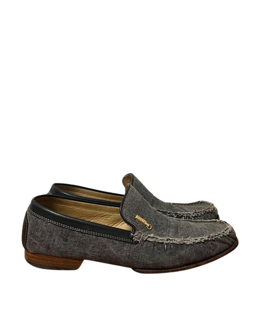 ZILLI Синие текстильные лоферы, фото 1