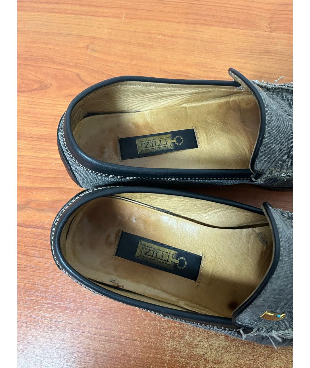 ZILLI Синие текстильные лоферы, фото 8