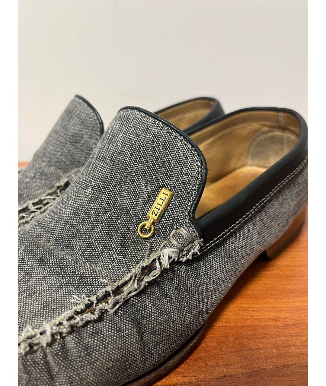ZILLI Синие текстильные лоферы, фото 5