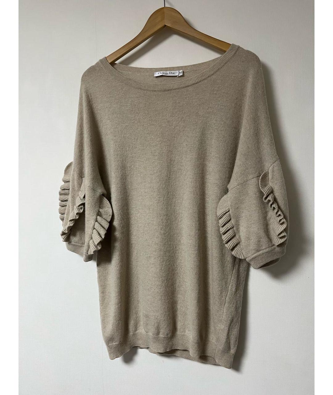 CHRISTIAN DIOR Бежевый шерстяной джемпер / свитер, фото 3