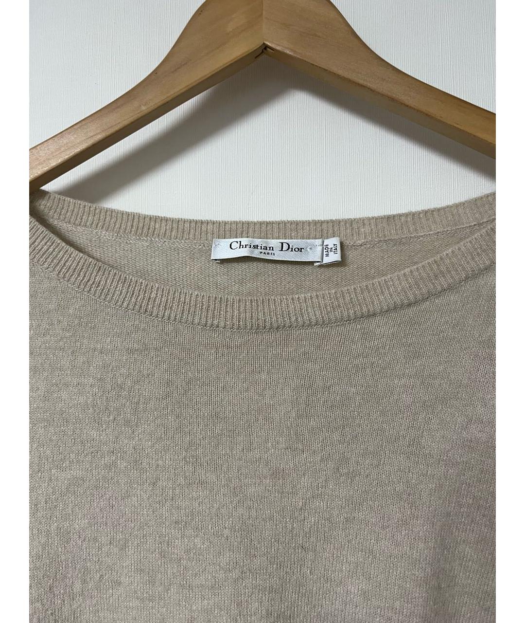 CHRISTIAN DIOR Бежевый шерстяной джемпер / свитер, фото 6