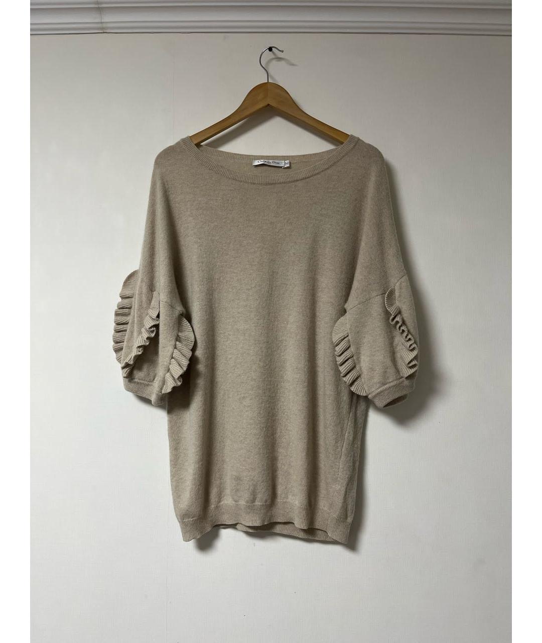 CHRISTIAN DIOR Бежевый шерстяной джемпер / свитер, фото 9