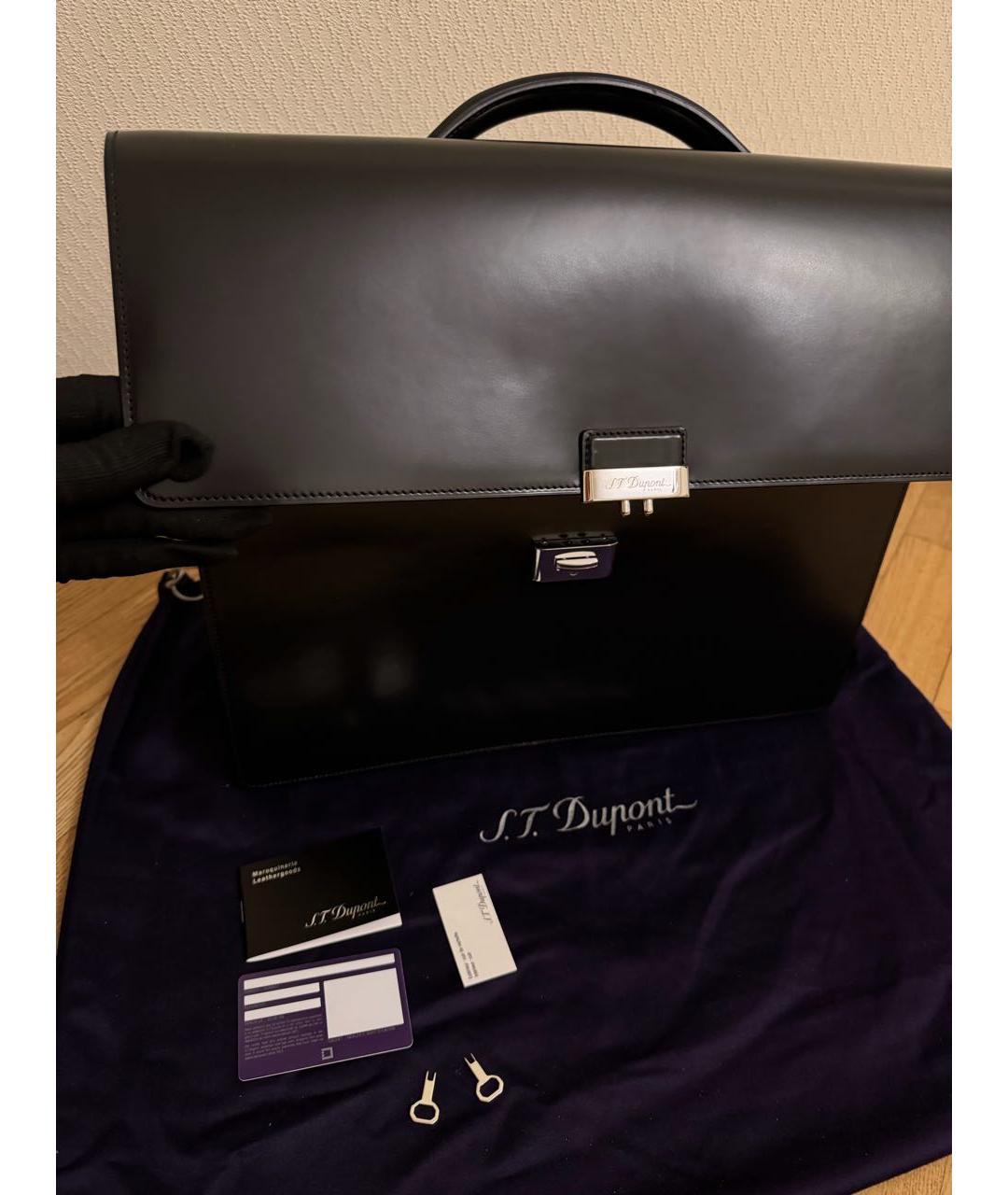 DUPONT Черный кожаный портфель, фото 7