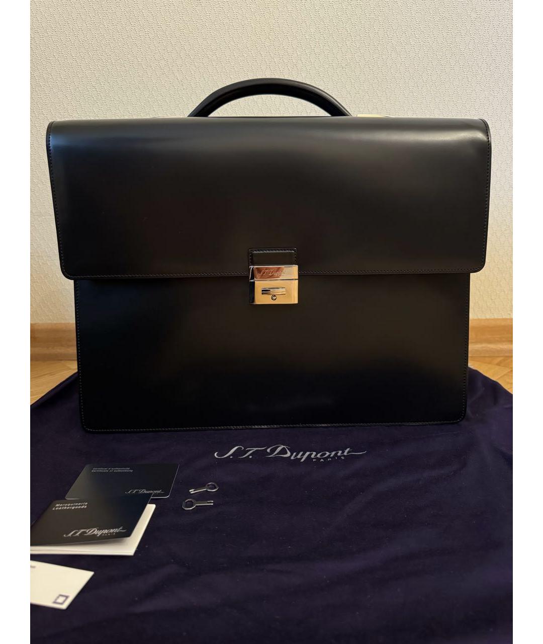 DUPONT Черный кожаный портфель, фото 9