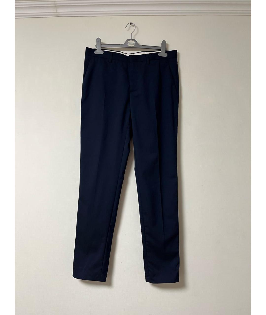 MAISON MARGIELA Темно-синие шерстяные классические брюки, фото 8