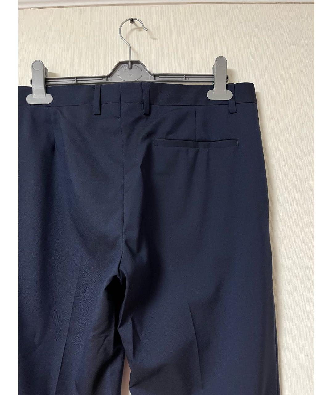 MAISON MARGIELA Темно-синие шерстяные классические брюки, фото 4