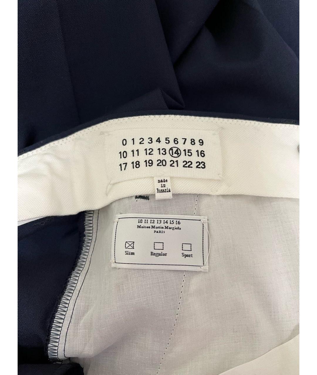 MAISON MARGIELA Темно-синие шерстяные классические брюки, фото 6