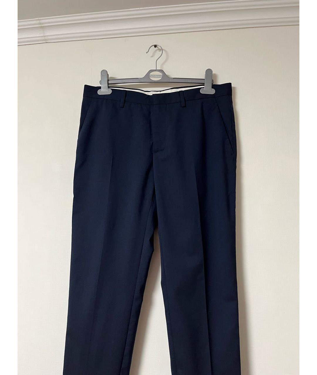 MAISON MARGIELA Темно-синие шерстяные классические брюки, фото 3