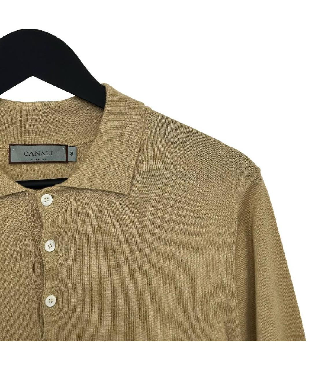 CANALI Горчичное хлопковое поло с коротким рукавом, фото 3