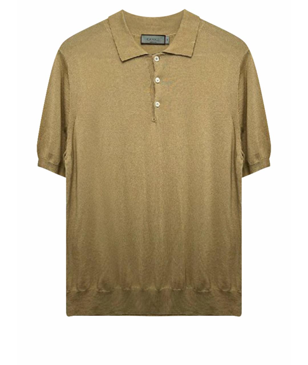 CANALI Горчичное хлопковое поло с коротким рукавом, фото 1