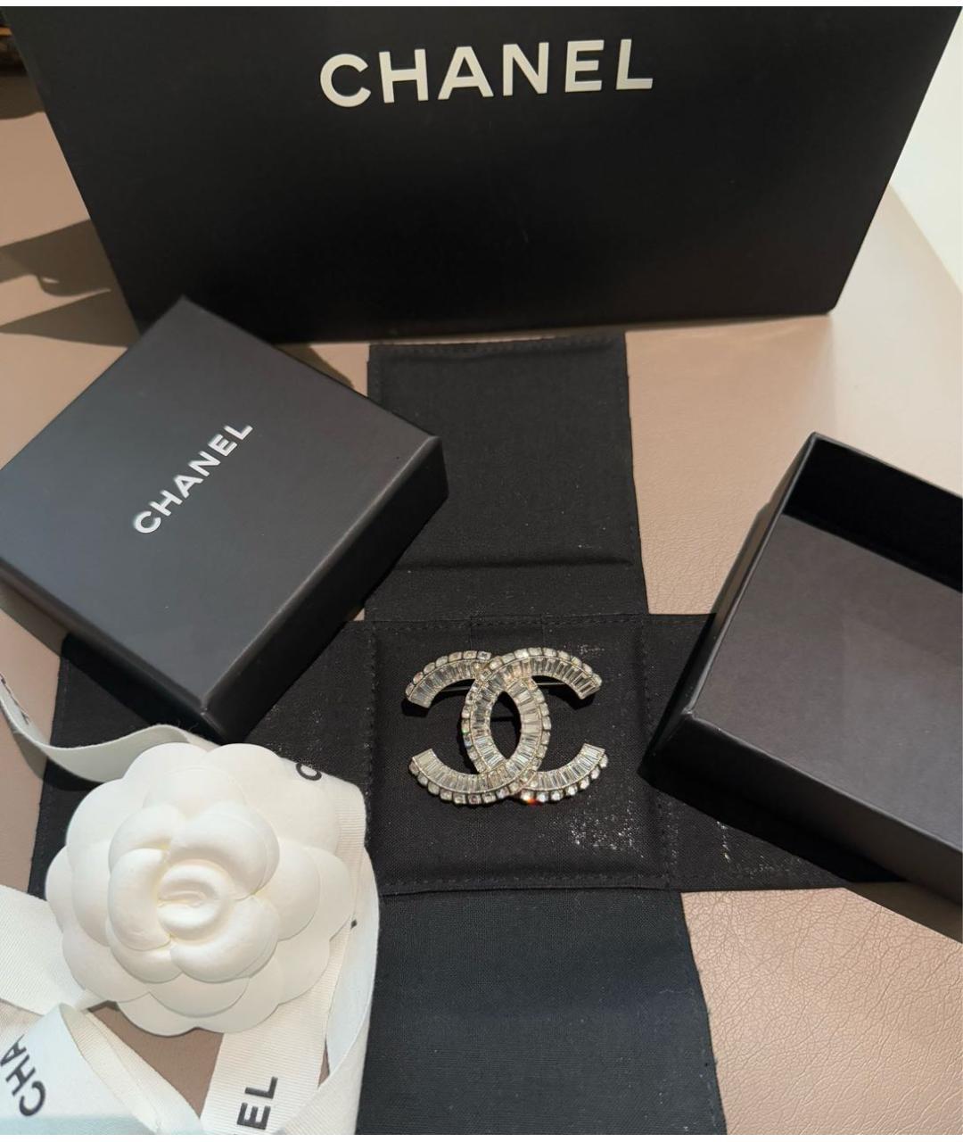 CHANEL Серебряная металлическая булавка / брошь, фото 2
