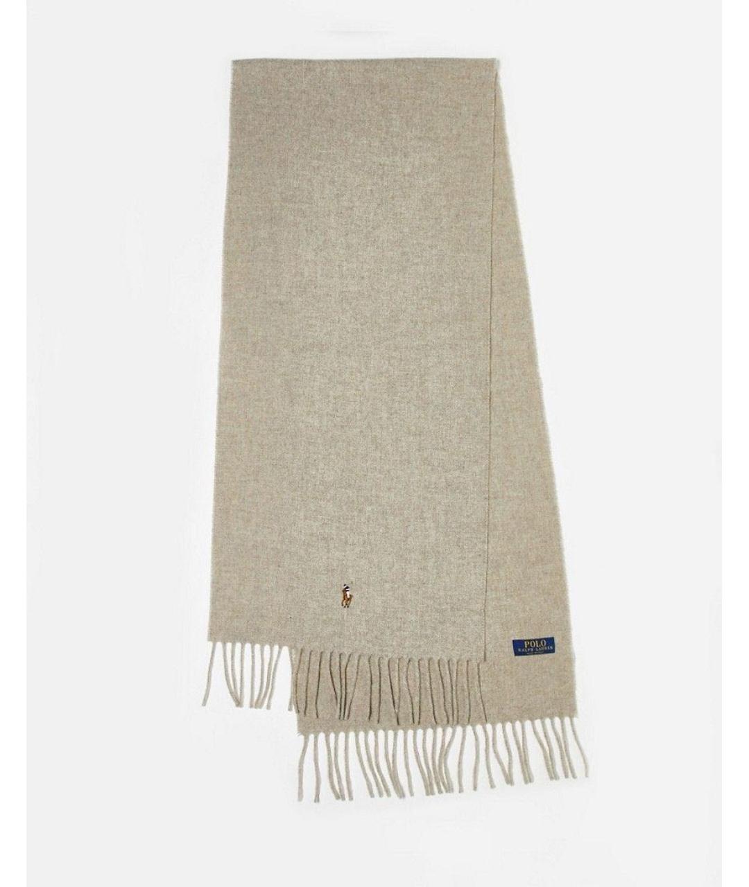 POLO RALPH LAUREN Бежевый шерстяной шарф, фото 3