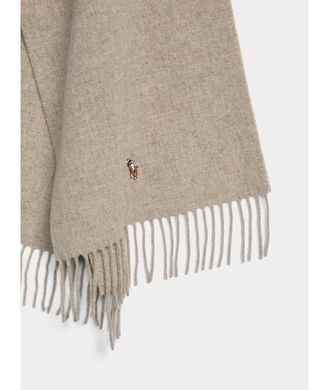 POLO RALPH LAUREN Бежевый шерстяной шарф, фото 2
