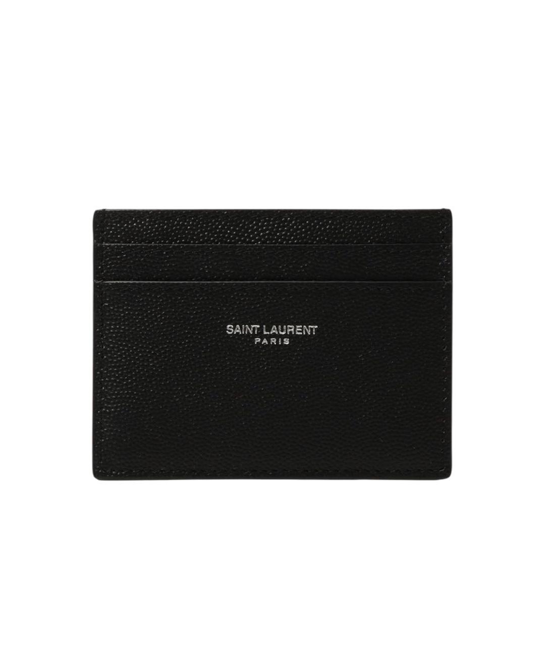 SAINT LAURENT Черный кожаный кардхолдер, фото 1