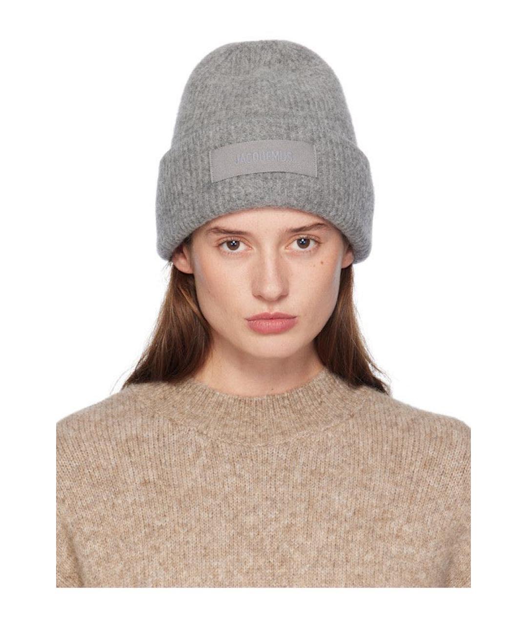 JACQUEMUS Серая шерстяная шапка, фото 3