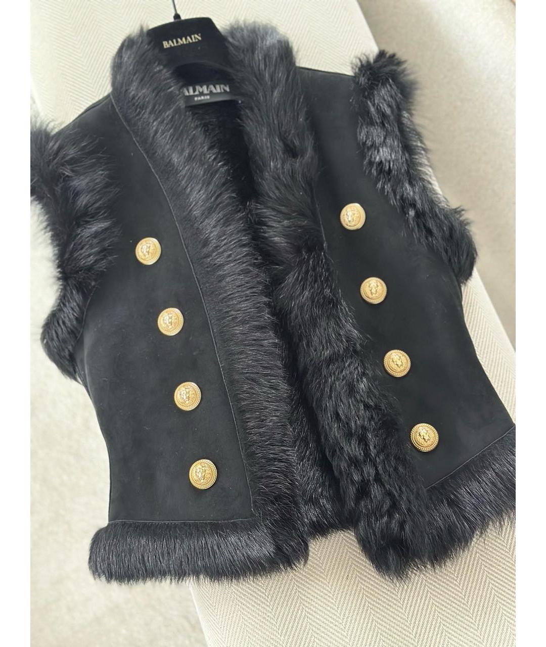 BALMAIN Черный замшевый жилет, фото 3