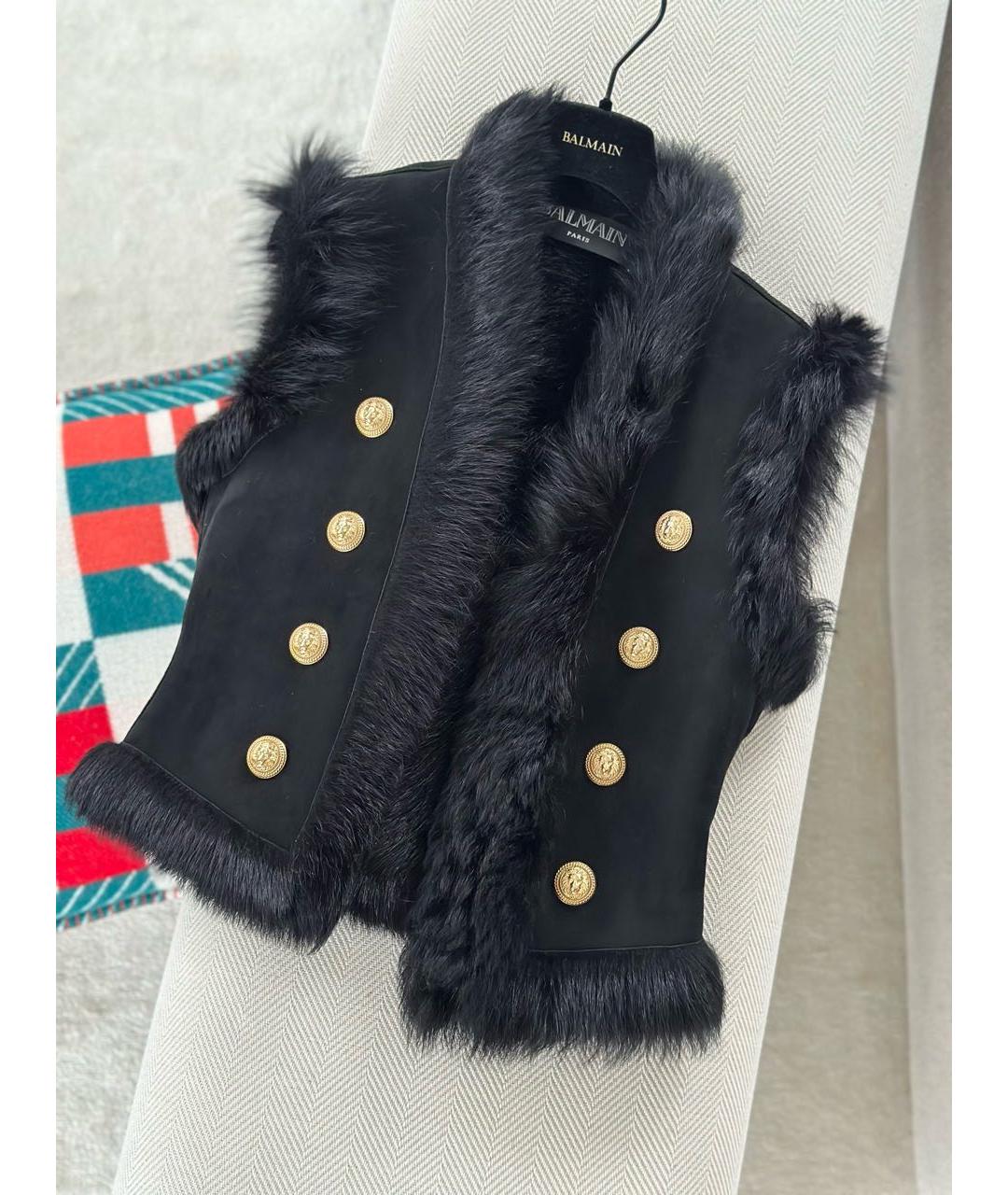 BALMAIN Черный замшевый жилет, фото 2