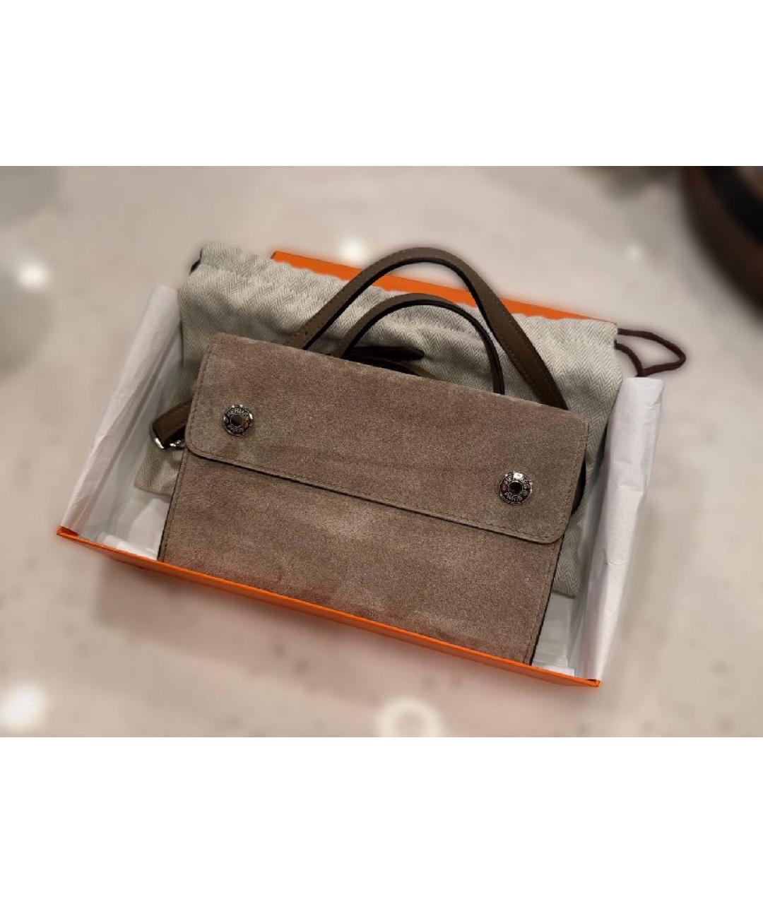 HERMES Коричневая кожаная сумка через плечо, фото 8