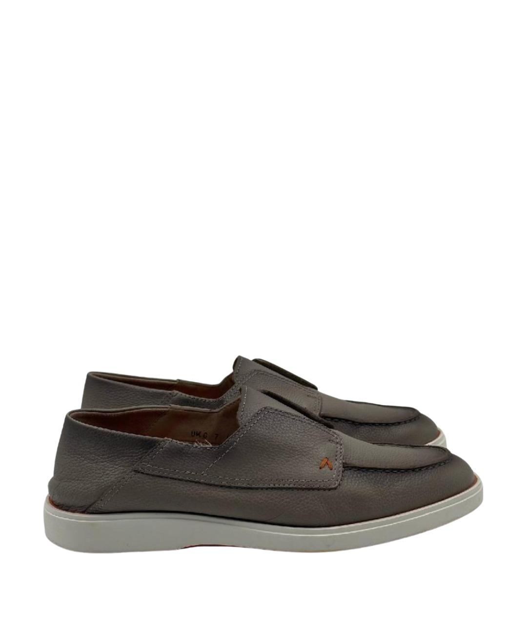 SANTONI Коричневые кожаные лоферы, фото 1