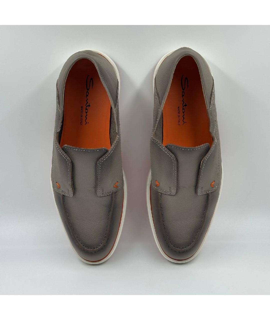 SANTONI Коричневые кожаные лоферы, фото 3