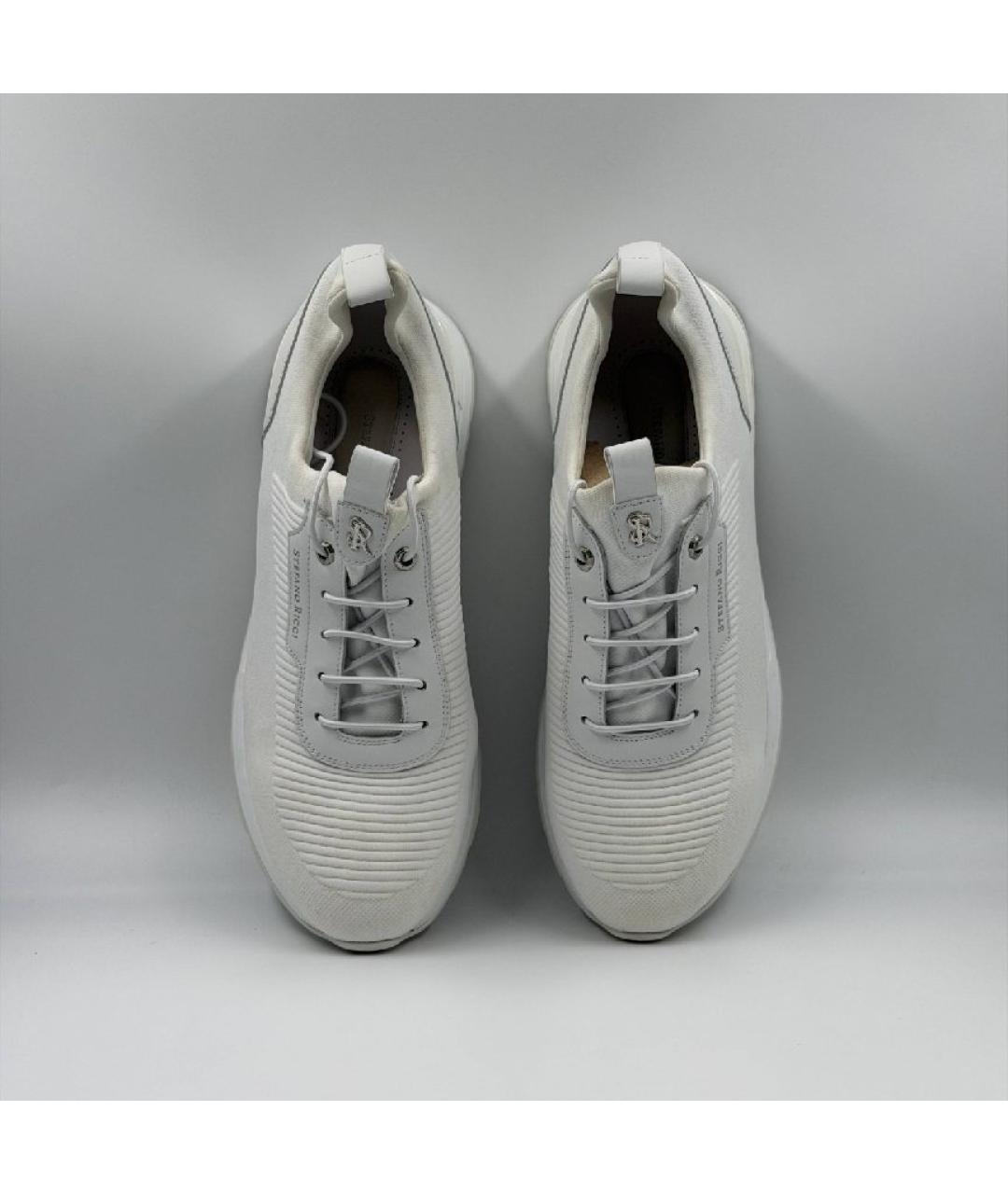 STEFANO RICCI Белые текстильные низкие кроссовки / кеды, фото 3