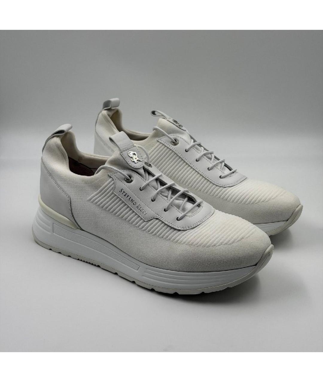 STEFANO RICCI Белые текстильные низкие кроссовки / кеды, фото 2