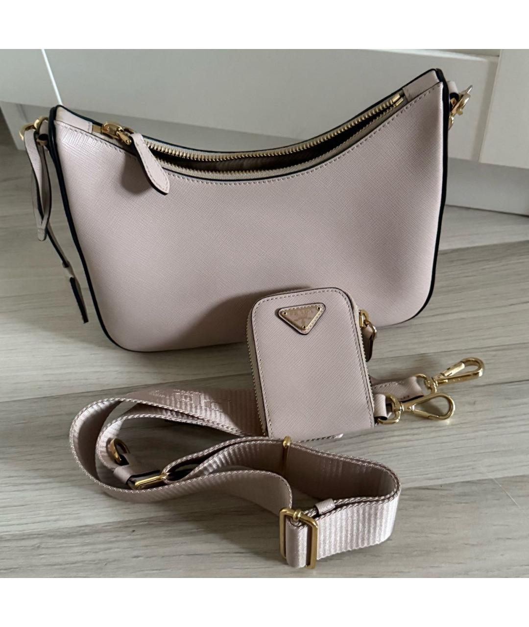 PRADA Бежевая кожаная сумка через плечо, фото 5
