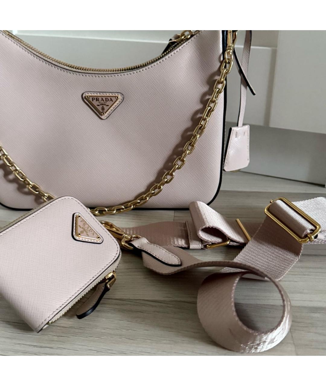 PRADA Бежевая кожаная сумка через плечо, фото 6