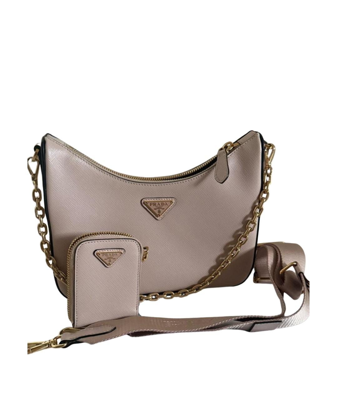 PRADA Бежевая кожаная сумка через плечо, фото 1