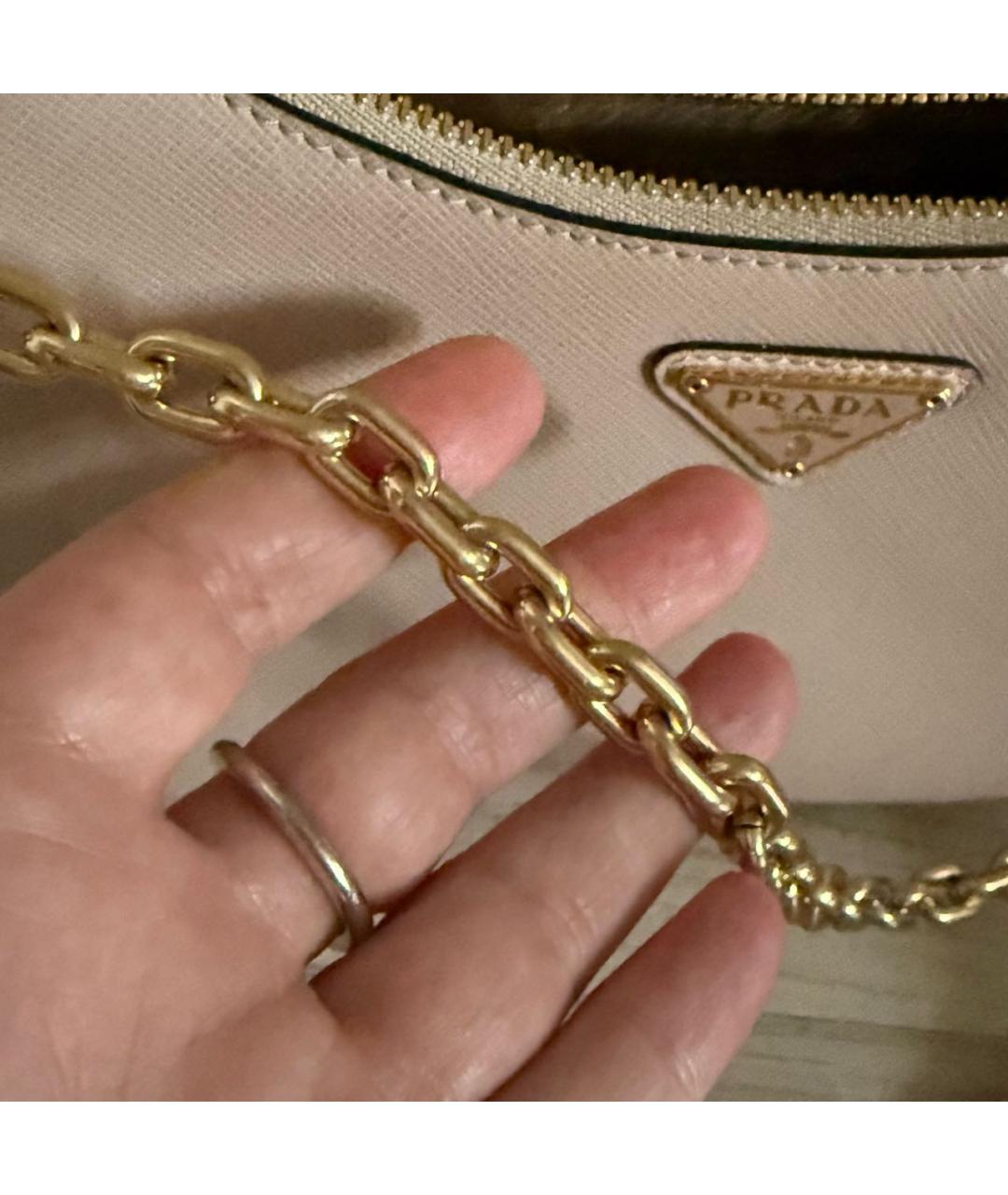PRADA Бежевая кожаная сумка через плечо, фото 7