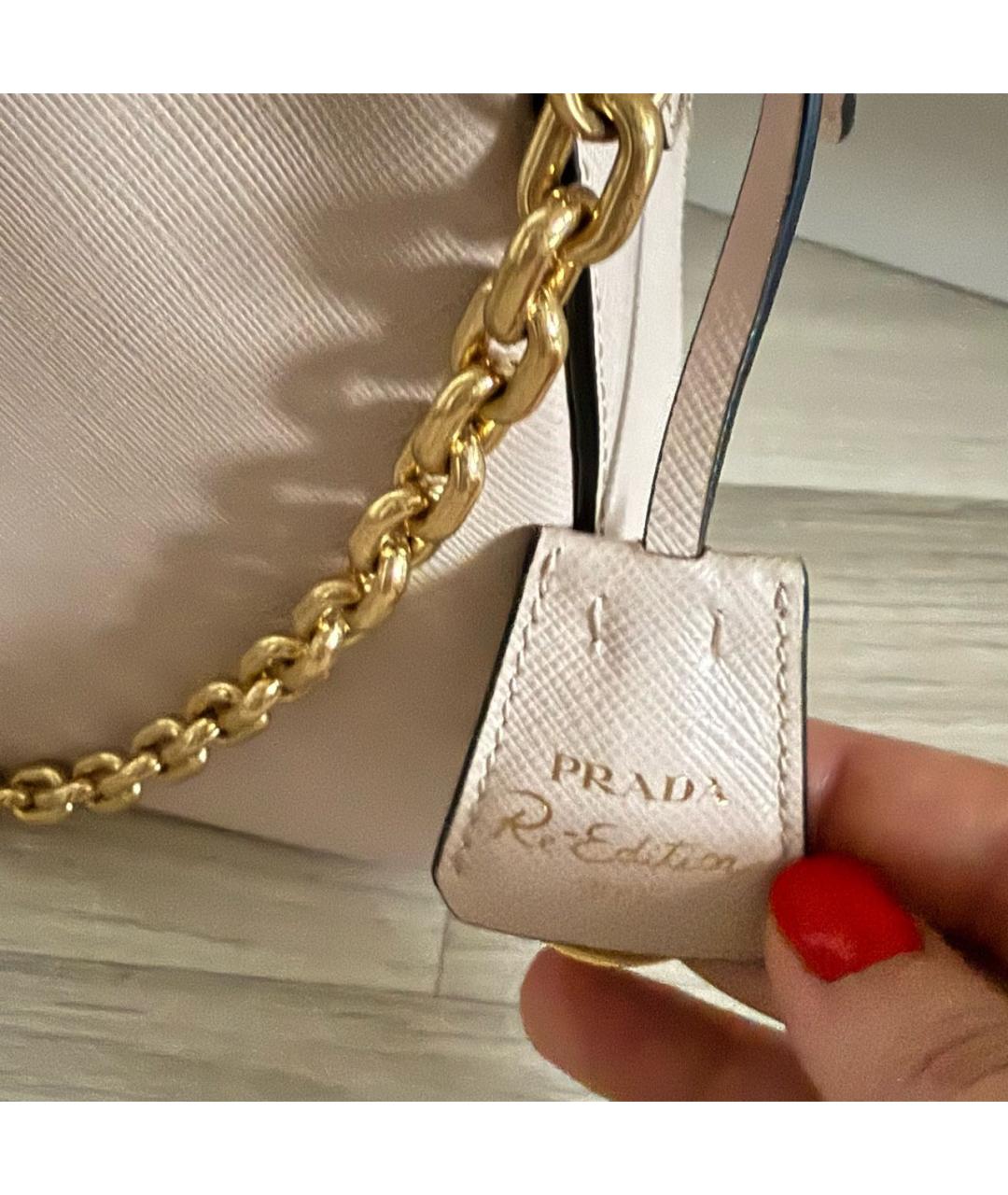 PRADA Бежевая кожаная сумка через плечо, фото 8