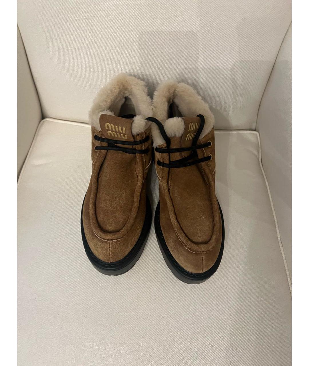 MIU MIU Коричневые замшевые ботинки, фото 3