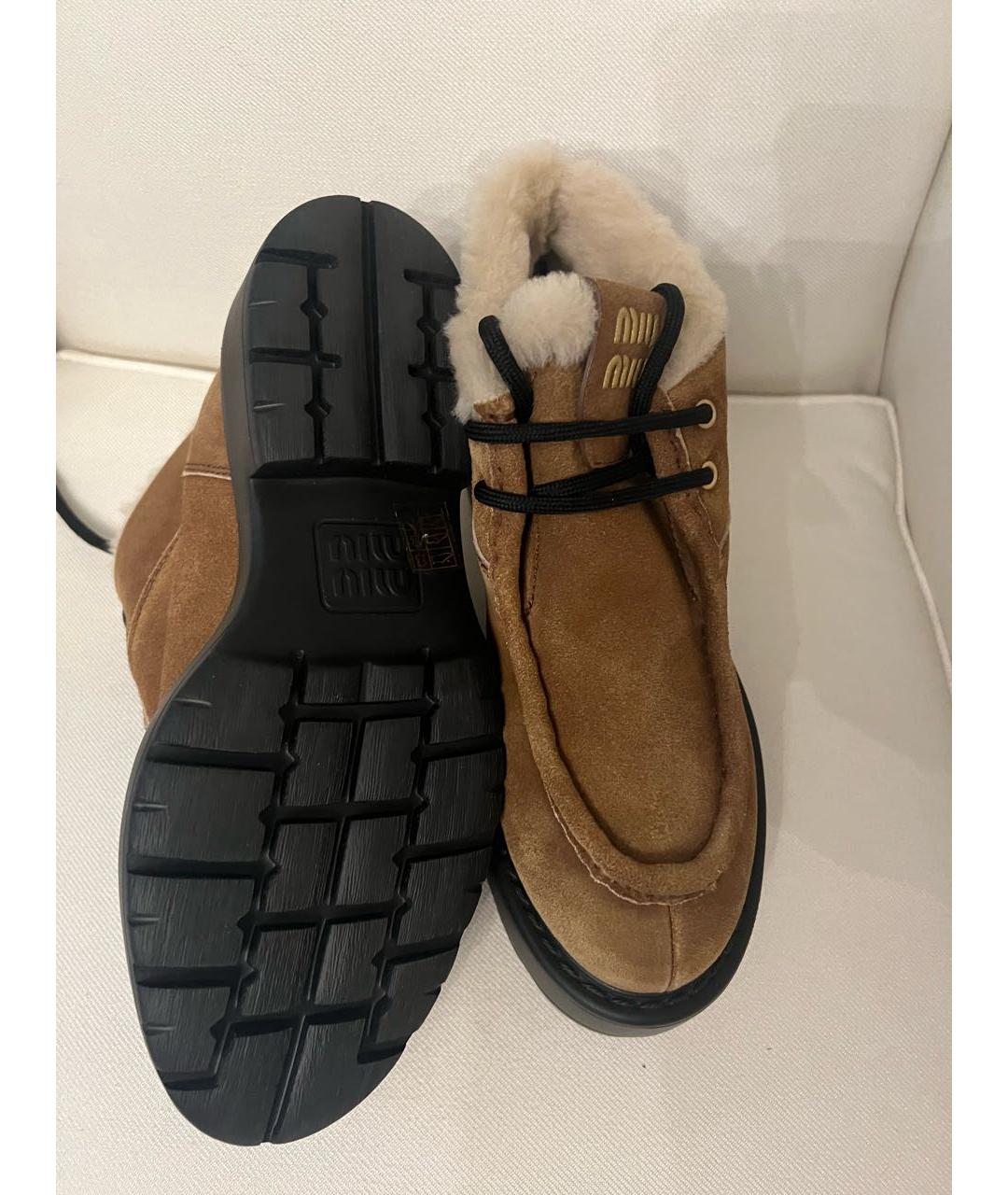 MIU MIU Коричневые замшевые ботинки, фото 6