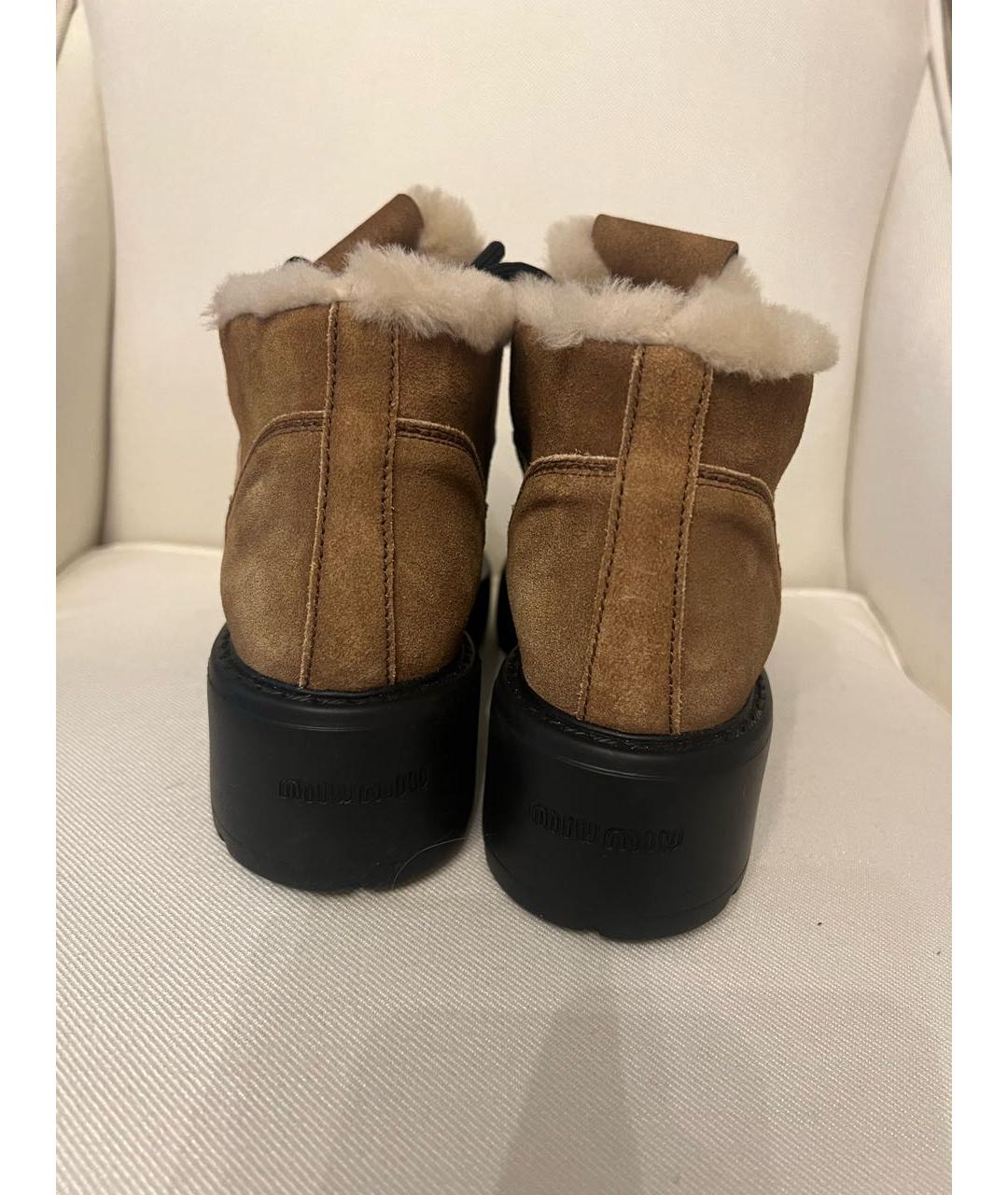 MIU MIU Коричневые замшевые ботинки, фото 4