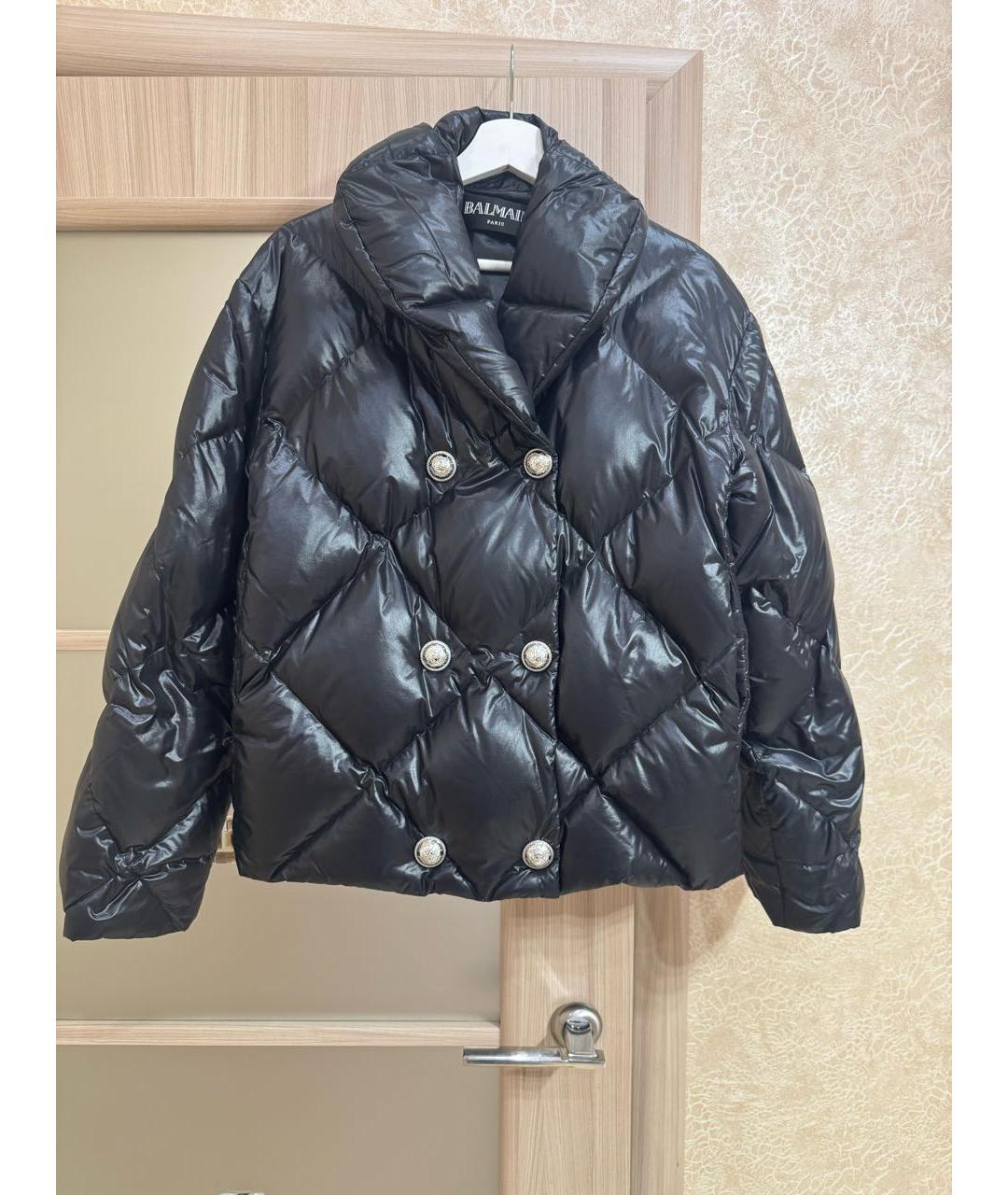 BALMAIN Черный полиамидовый пуховик, фото 9