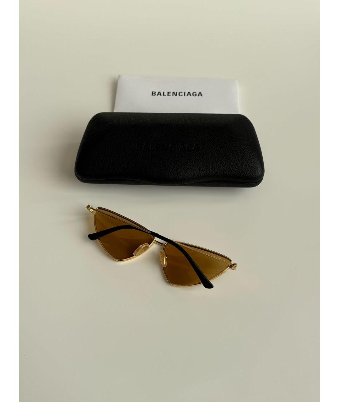 BALENCIAGA Золотые металлические солнцезащитные очки, фото 4