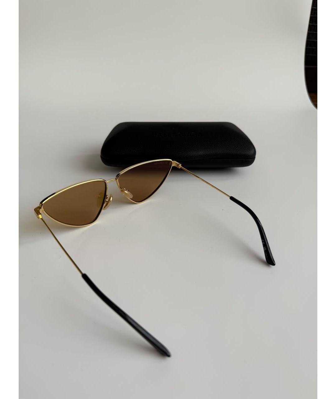 BALENCIAGA Золотые металлические солнцезащитные очки, фото 3