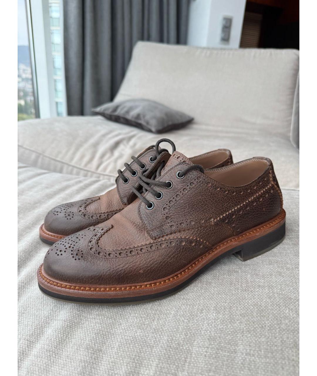 BRUNELLO CUCINELLI Коричневые кожаные туфли, фото 5