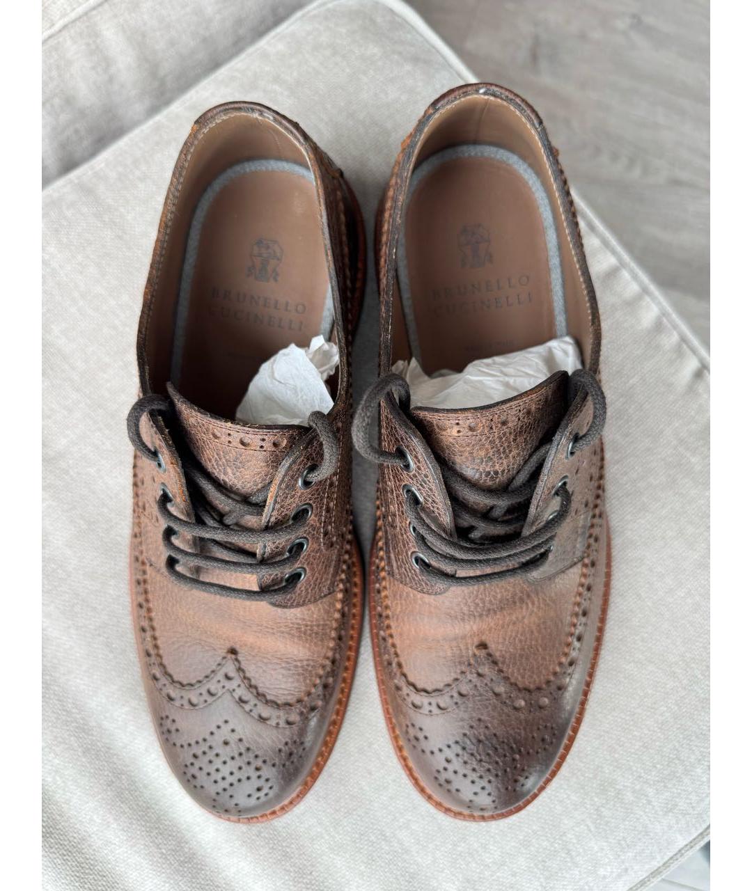 BRUNELLO CUCINELLI Коричневые кожаные туфли, фото 3